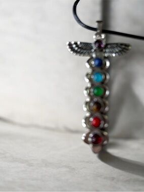 Chakra Seven-Stone Winged Pendant Necklace - Multicolor